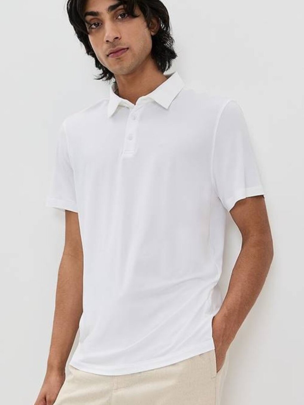 NEW ONIA Sun Stretch Jersey Polo Men’s S White